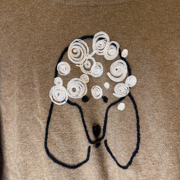 J Crew Mercantile Brown Sweater with Poodle Design Sz S - Picture 7 of 7